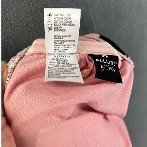 Allure One Piece Swimsuit Swimwear Size 22/24 Multi Color Palm Leaf Side Ring - Picture 6 of 6